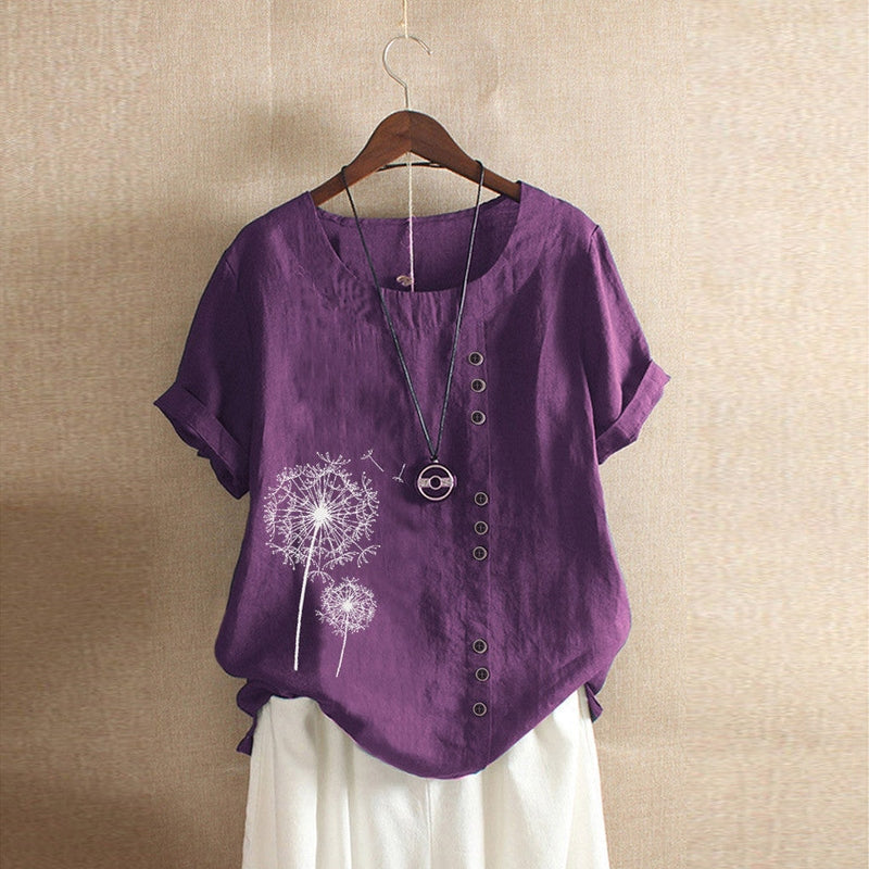Marla - Lässige Damenbluse mit Pusteblumen-Design