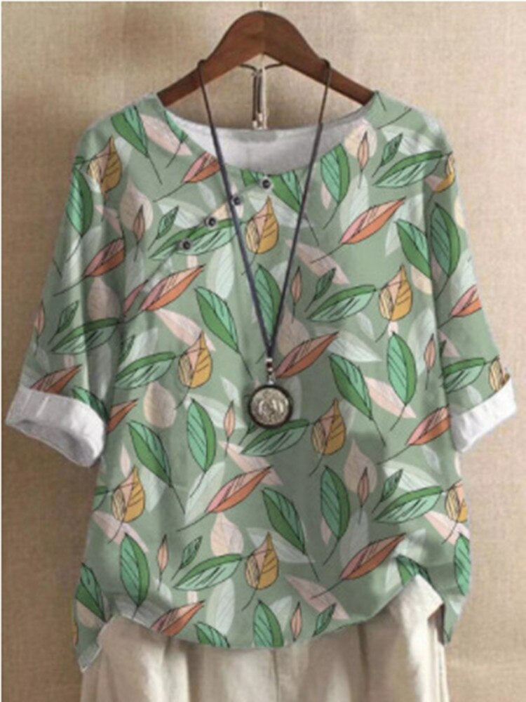 Flora – Bedruckte Bluse mit 3/4-Ärmeln