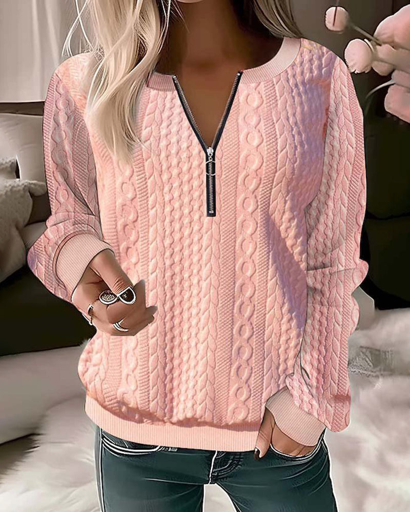 Viktoria - Damen Strickpullover mit Reißverschluss