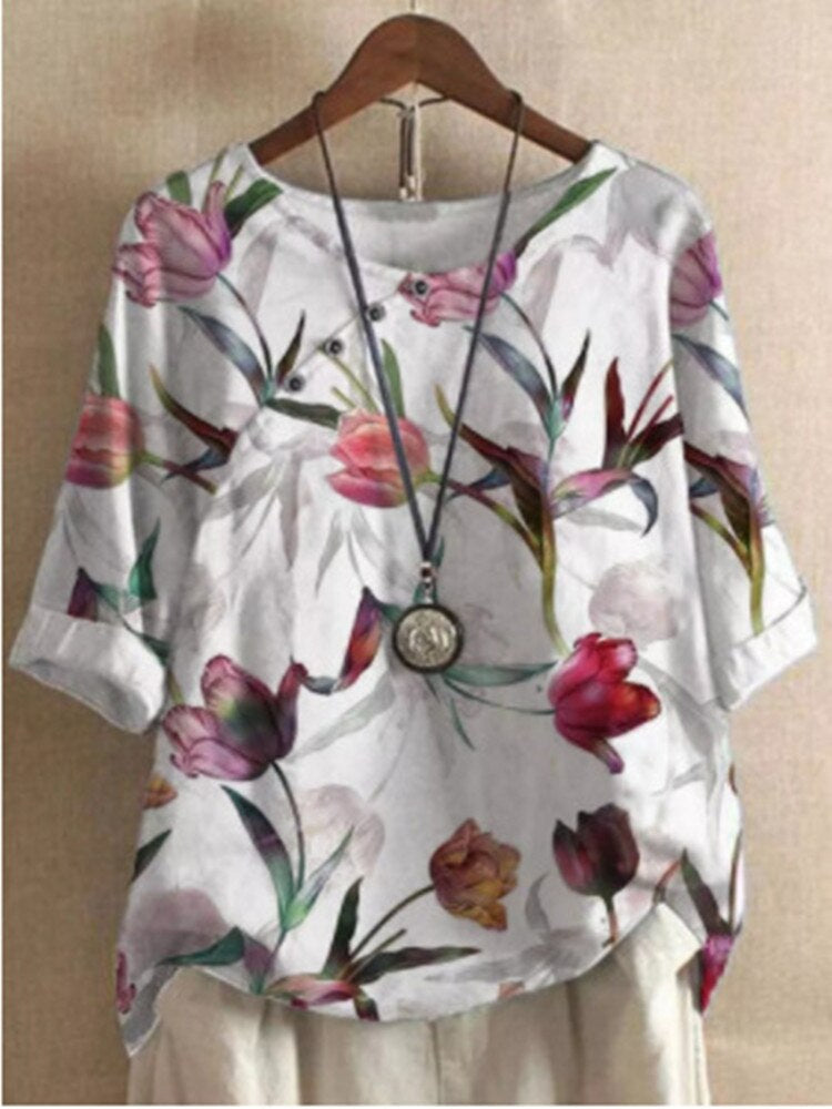 Flora – Bedruckte Bluse mit 3/4-Ärmeln
