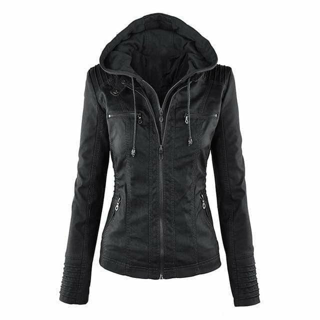 Elina - Damen Kapuzenjacke aus Kunstleder