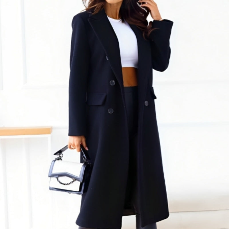 Benedicta - Eleganter Damenmantel mit doppelter Knopfleiste