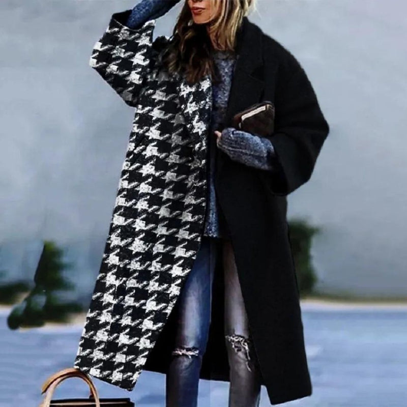 Olivia - Langer Damenmantel mit stylischen Designermustern