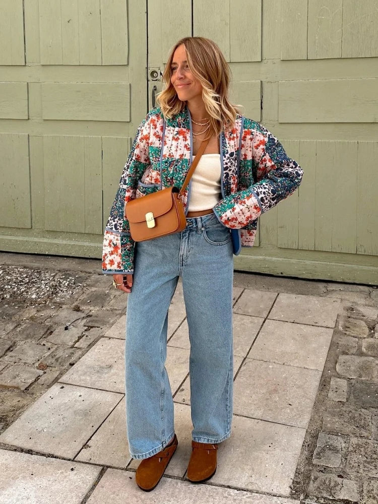 Selinda - Vintage Damenjacke mit Patchwork-Design