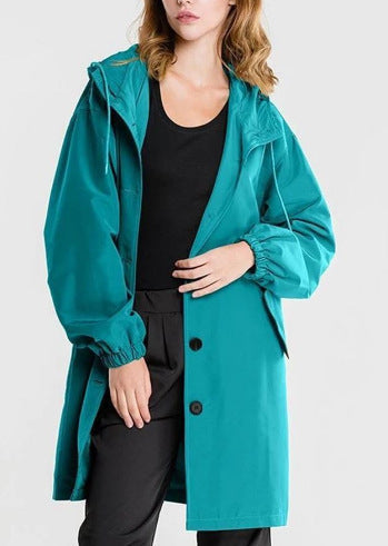 Theresa - Langer Damen Regenmantel mit Kapuze