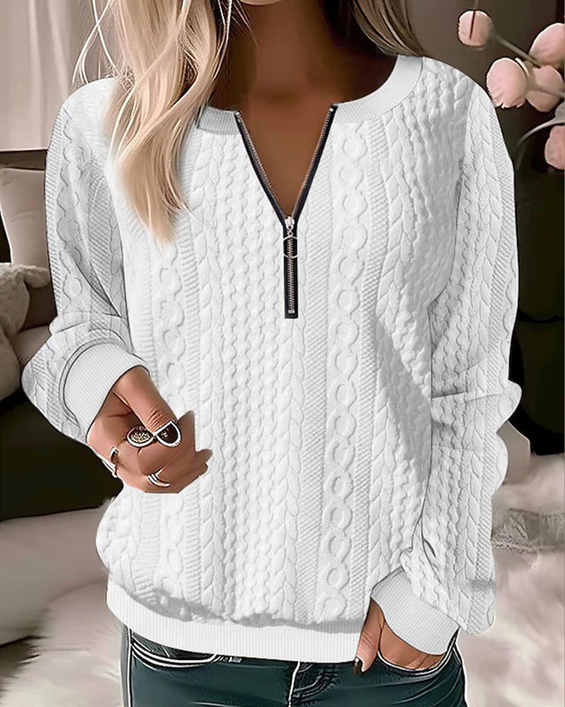 Viktoria - Damen Strickpullover mit Reißverschluss