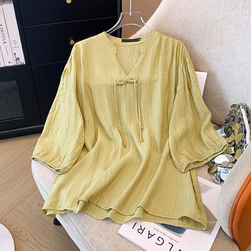 Fudus | 5-9xl V-ausschnitt Mode Designer Bluse Tops