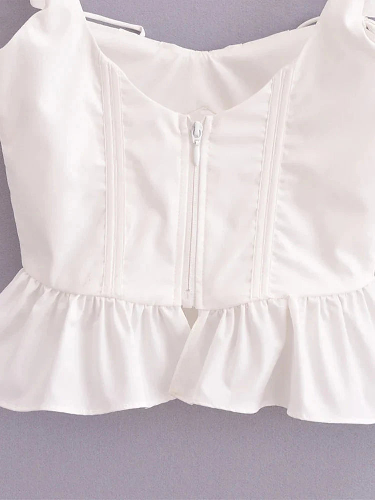 Fudus | Bow Tops Mode Designer Korsatt Quadratischer Kragen Trägershirts