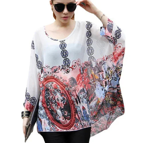 Fudus | Chiffonbluse Modedesigner 4-6xl Bedruckte T-shirts