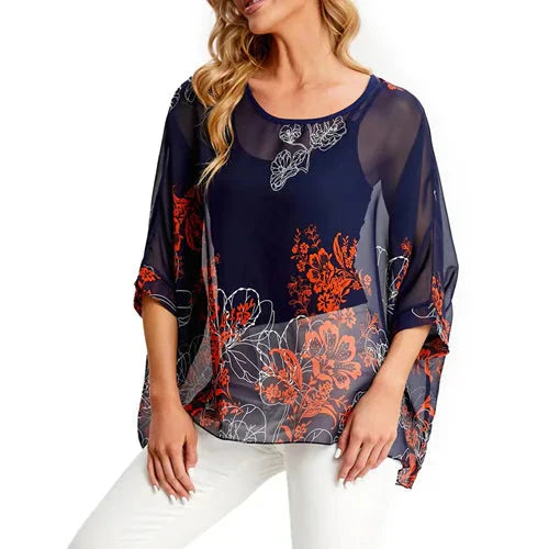 Fudus | Chiffon Bedruckte 4-6xl Bluse Modedesigner T-shirts