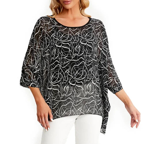 Fudus | Chiffon Bedruckte 4-6xl Bluse Modedesigner T-shirts