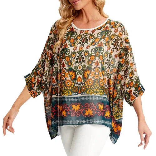 Fudus | Chiffon Bedruckte 4-6xl Bluse Modedesigner T-shirts