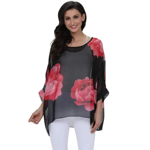 Fudus | Chiffon Bedruckte 4-6xl Bluse Modedesigner T-shirts