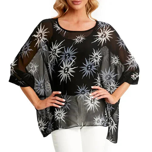 Fudus | Chiffon Bedruckte 4-6xl Bluse Modedesigner T-shirts
