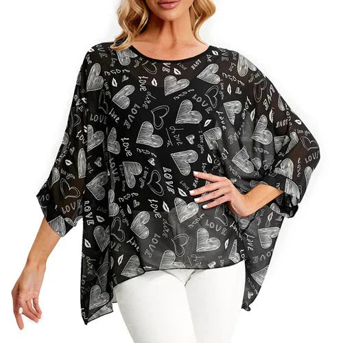 Fudus | Chiffon Bedruckte 4-6xl Bluse Modedesigner T-shirts