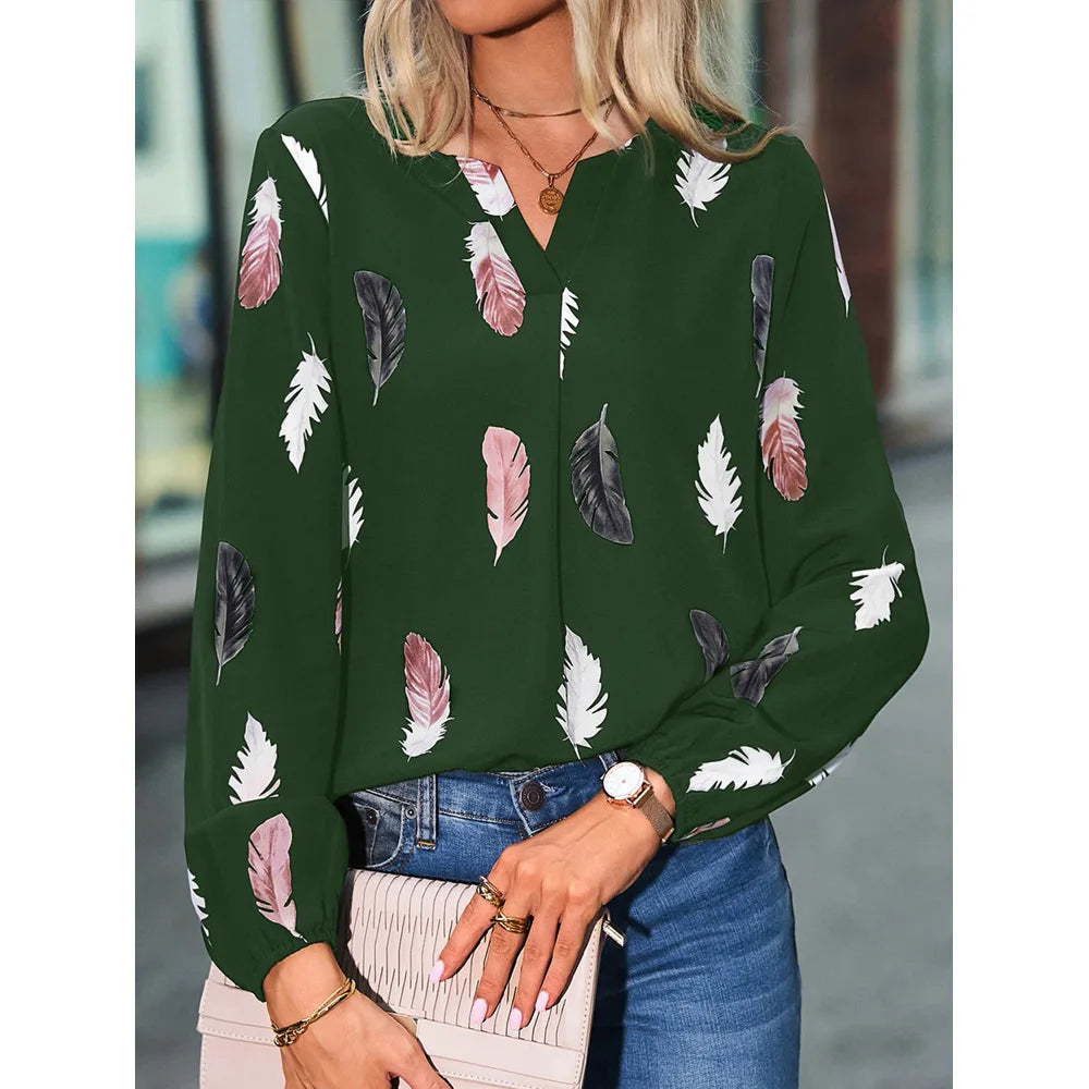 Fudus | Kragen Designer Mode Chiffon Langarm Tops