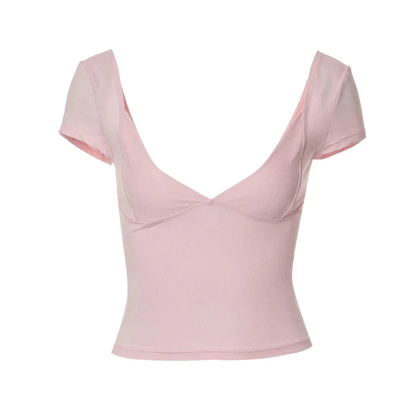 Fudus | Crop Tops Mode V-ausschnitt Designer T-shirts