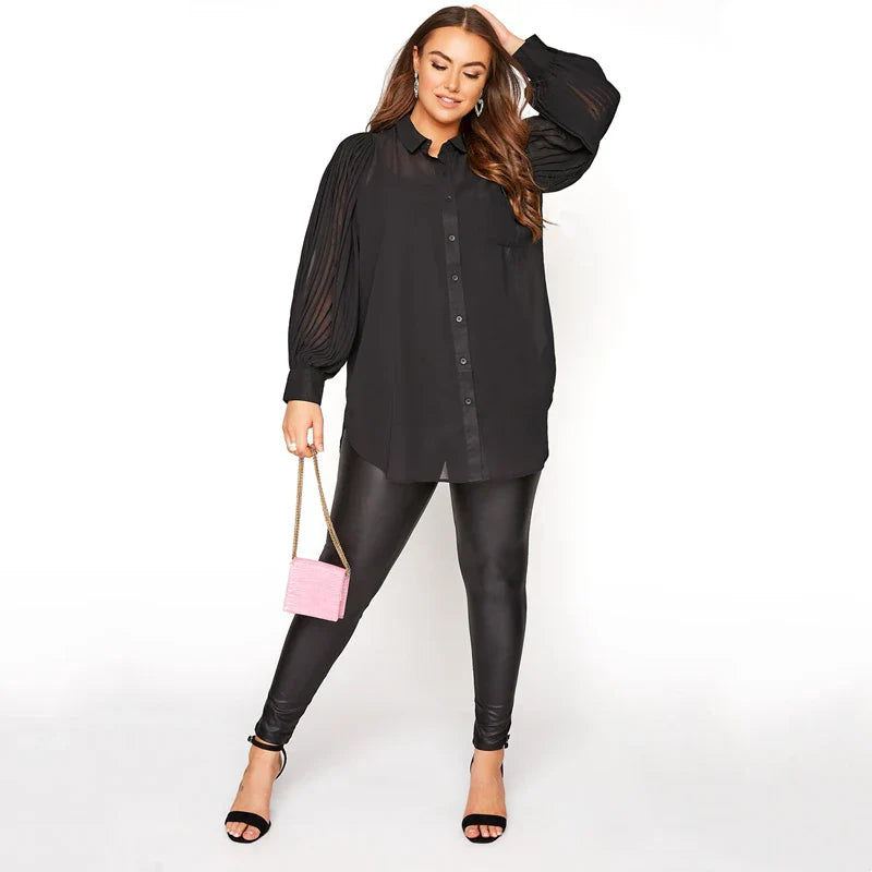 Fudus | Modedesigner Chiffon L-8xl Laternen Langarmtops