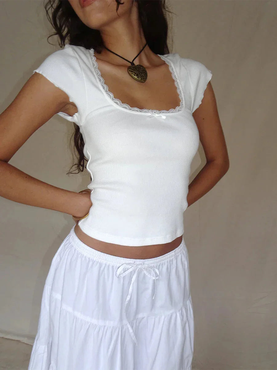 Fudus | Spitze Kroquette Bluse Tops Mode Designer T-shirts