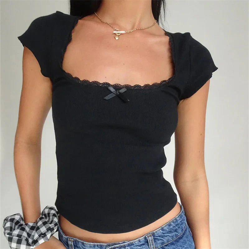 Fudus | Spitze Kroquette Bluse Tops Mode Designer T-shirts