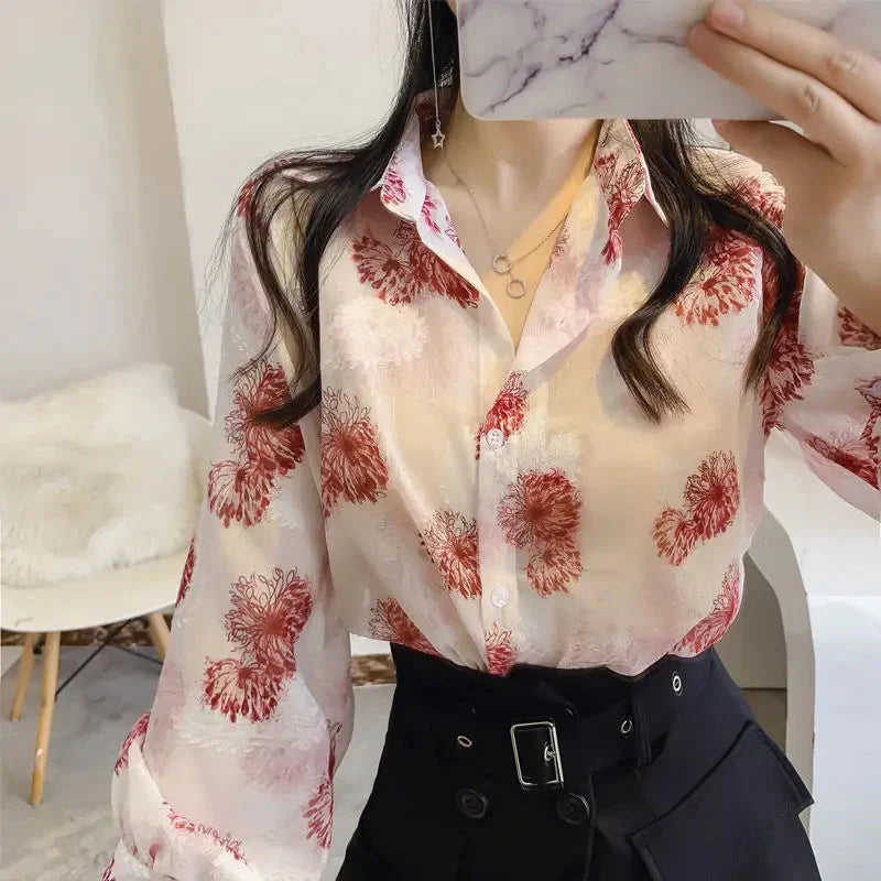 Fudus | Puff Ärmel Chiffon Bluse Mode Designer Langarm Oberteile