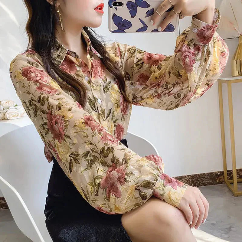 Fudus | Puff Ärmel Chiffon Bluse Mode Designer Langarm Oberteile