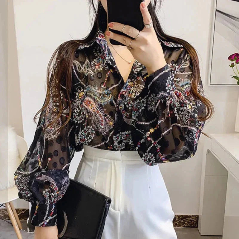 Fudus | Puff Ärmel Chiffon Bluse Mode Designer Langarm Oberteile