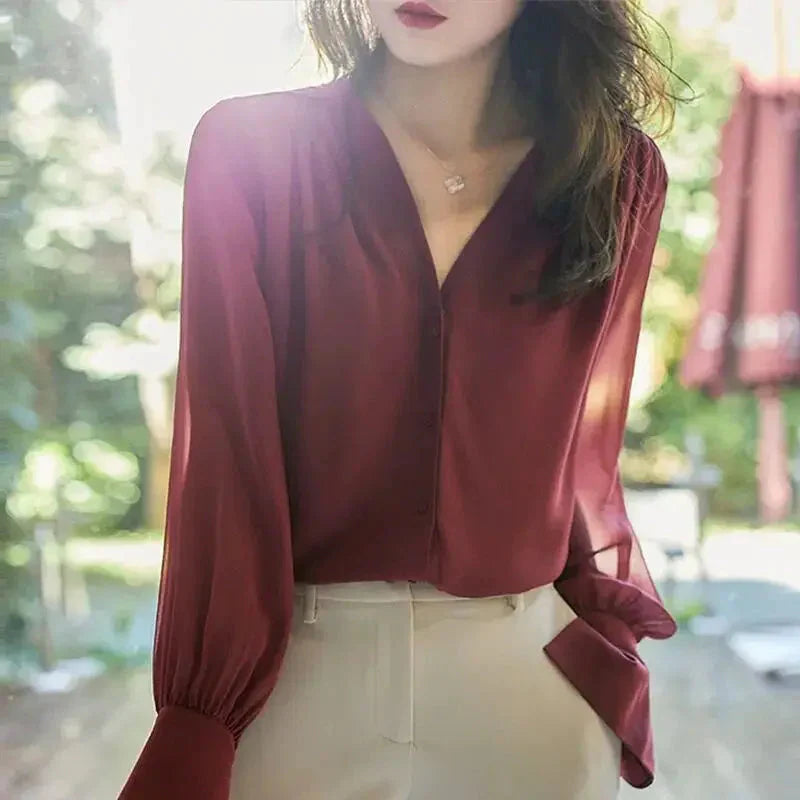 Fudus | Puff Ärmel Chiffon Bluse Mode Designer Langarm Oberteile