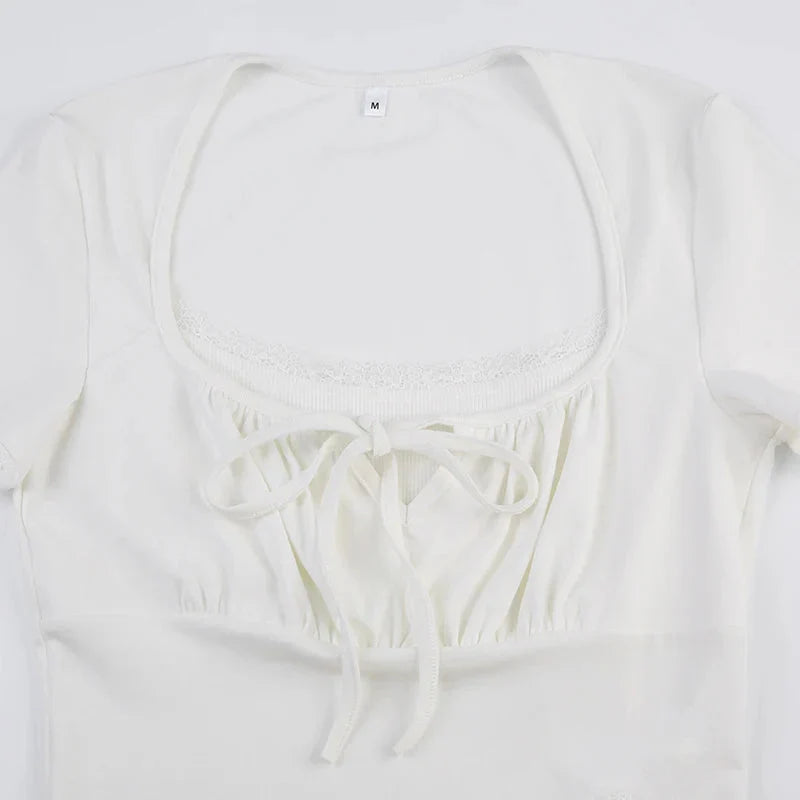 Fudus | Rüschenspitze Trim Korsatttops Mode-designer T-shirts
