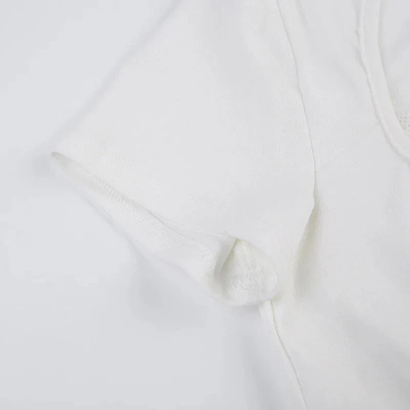 Fudus | Rüschenspitze Trim Korsatttops Mode-designer T-shirts