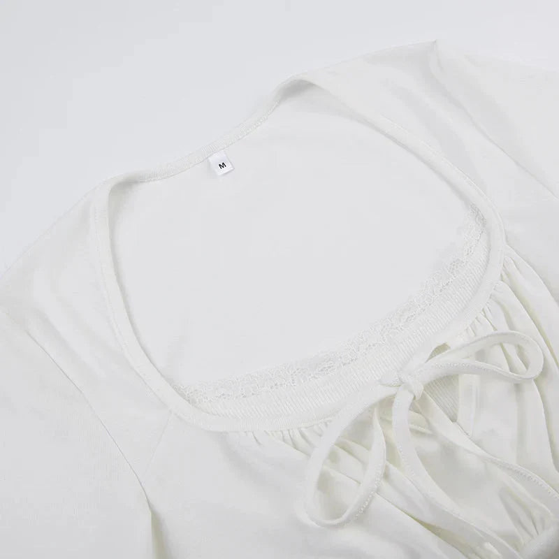 Fudus | Rüschenspitze Trim Korsatttops Mode-designer T-shirts