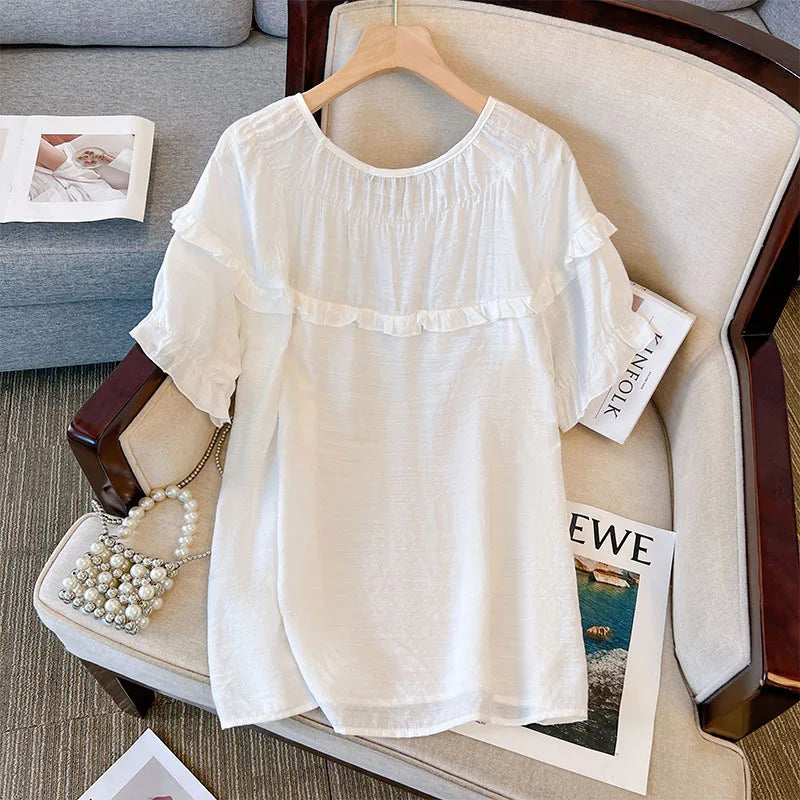 Fudus | Rüschenbesatz 5-9xl Tops Mode-designer Bluse T-shirts