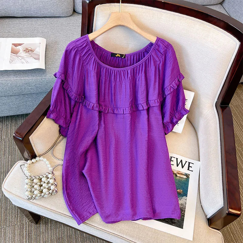 Fudus | Rüschenbesatz 5-9xl Tops Mode-designer Bluse T-shirts
