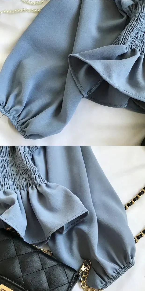 Fudus | Rüsche Trim Modedesigner Puffärmel Langarmoberteile