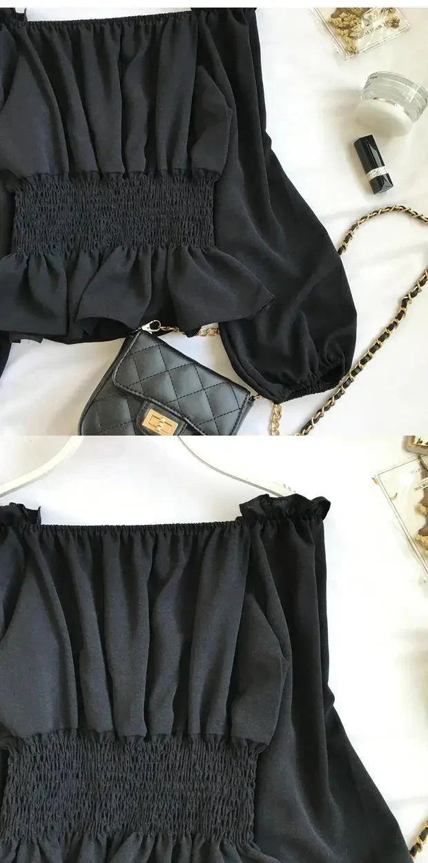 Fudus | Rüsche Trim Modedesigner Puffärmel Langarmoberteile