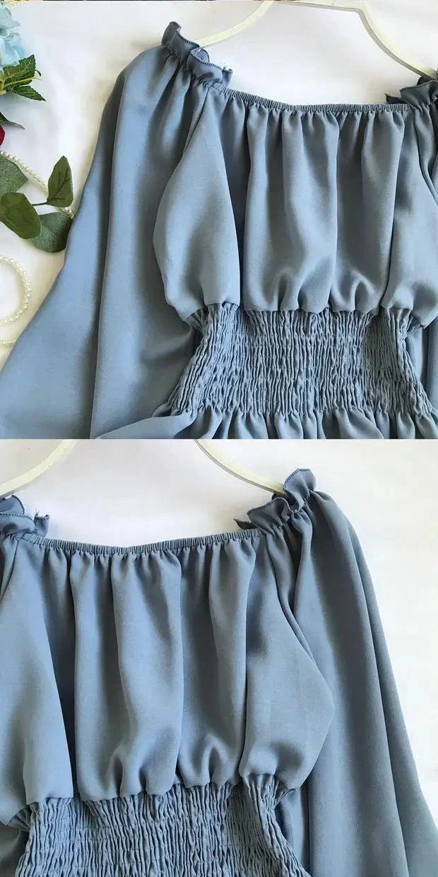 Fudus | Rüsche Trim Modedesigner Puffärmel Langarmoberteile