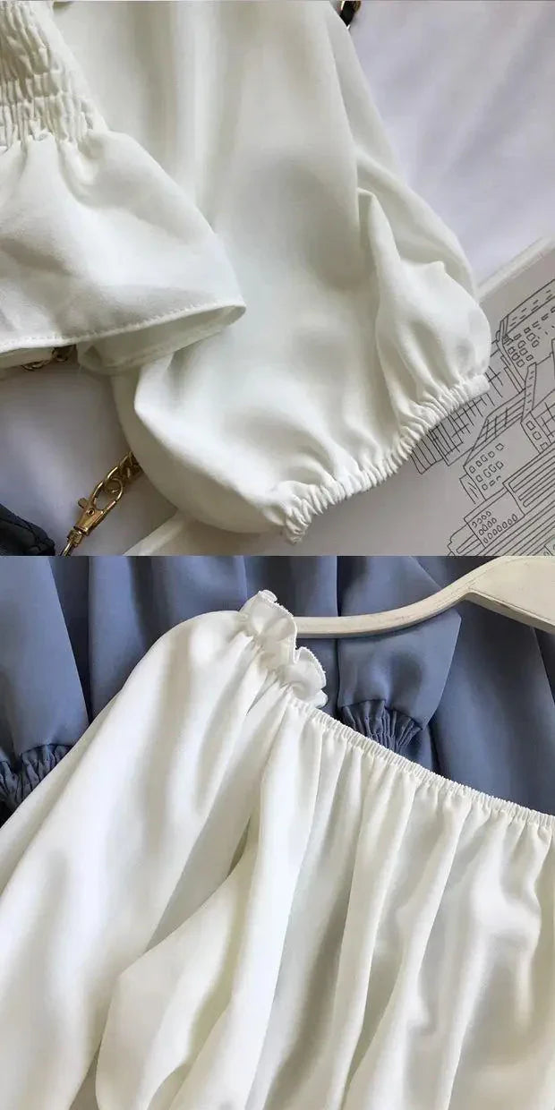 Fudus | Rüsche Trim Modedesigner Puffärmel Langarmoberteile