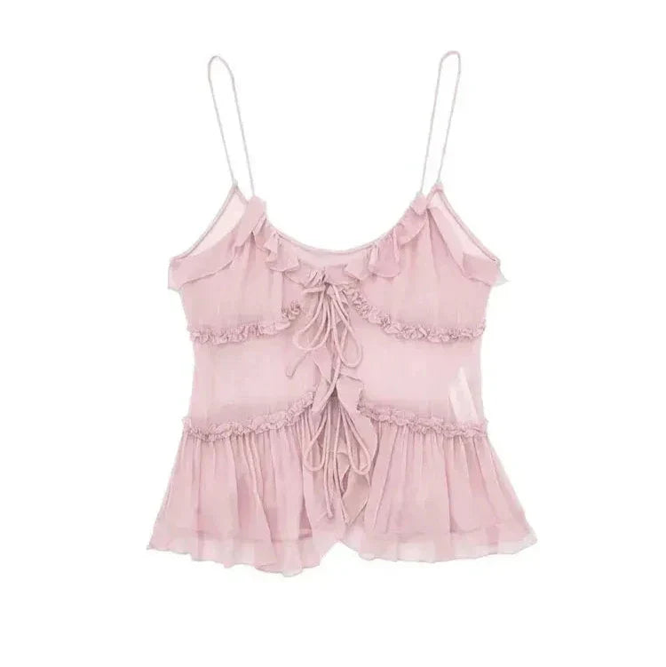 Fudus | Rüschbogen Gebunden Crop Tops Modedesigner Tops
