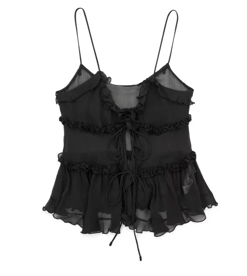 Fudus | Rüschbogen Gebunden Crop Tops Modedesigner Tops