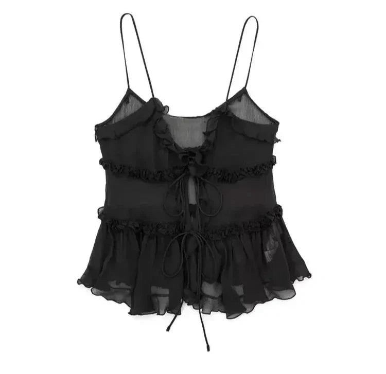 Fudus | Rüschbogen Gebunden Crop Tops Modedesigner Tops