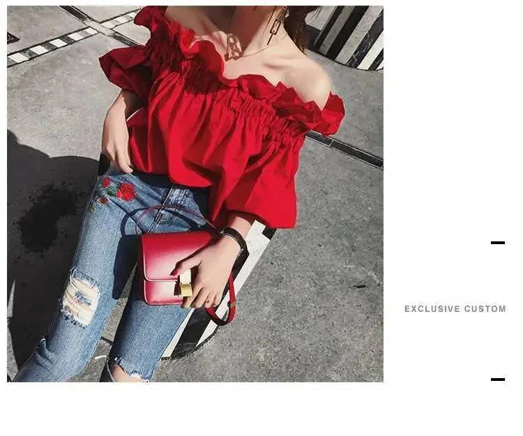 Fudus | Rüschendes Modedesigner Puffärmel Tops T-shirts