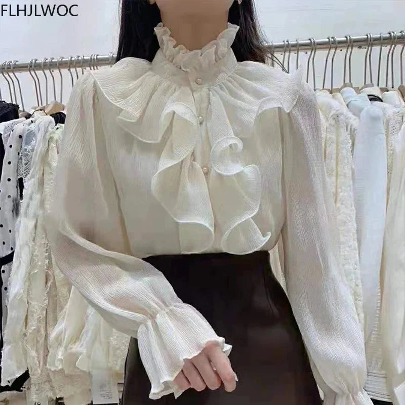 Fudus | Rüsche Puff Ärmel Mode Designer Langarm Tops