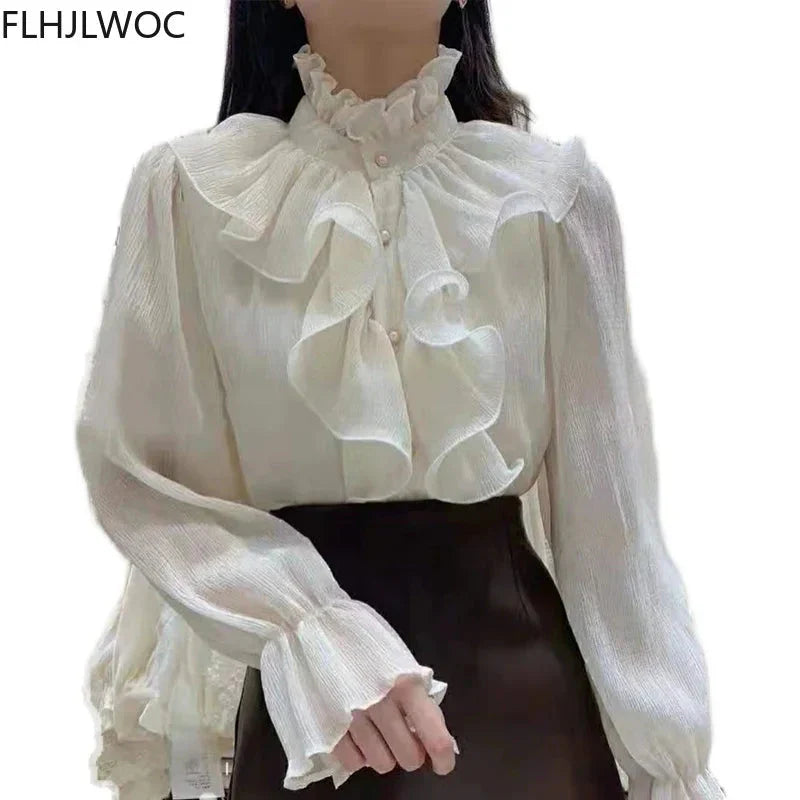 Fudus | Rüsche Puff Ärmel Mode Designer Langarm Tops
