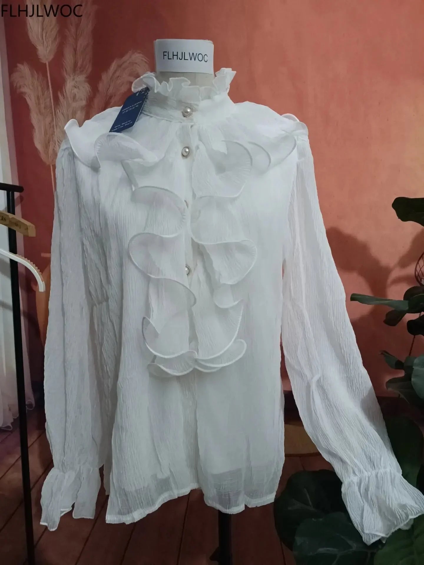Fudus | Rüsche Puff Ärmel Mode Designer Langarm Tops