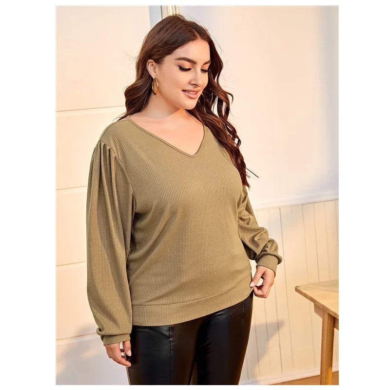 Fudus | V-ausschnitt Bluse Mode Designer 2-8xl Langarm Oberteile