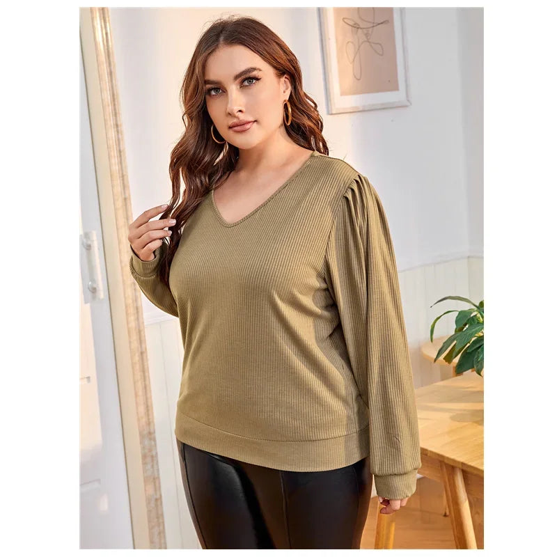 Fudus | V-ausschnitt Bluse Mode Designer 2-8xl Langarm Oberteile