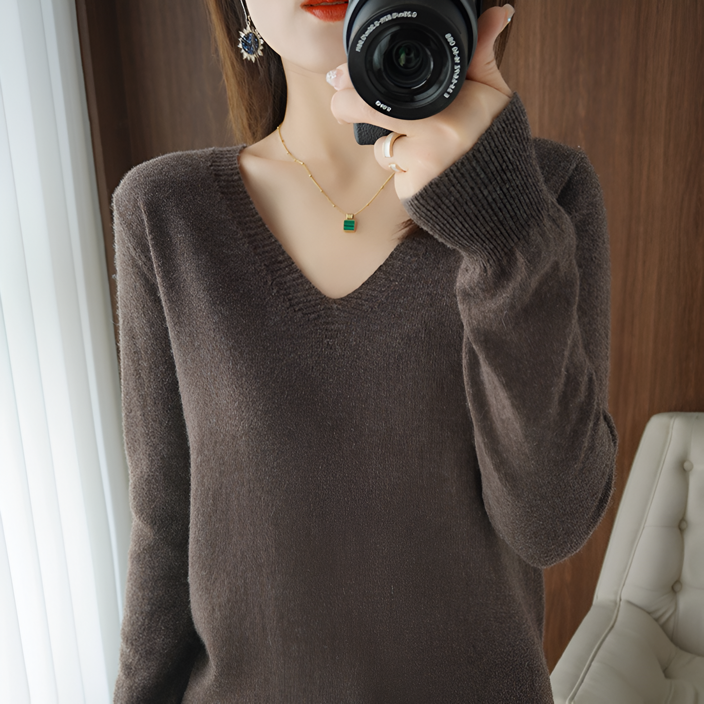 Ika | Gemütlicher V-Ausschnitt Strickpullover