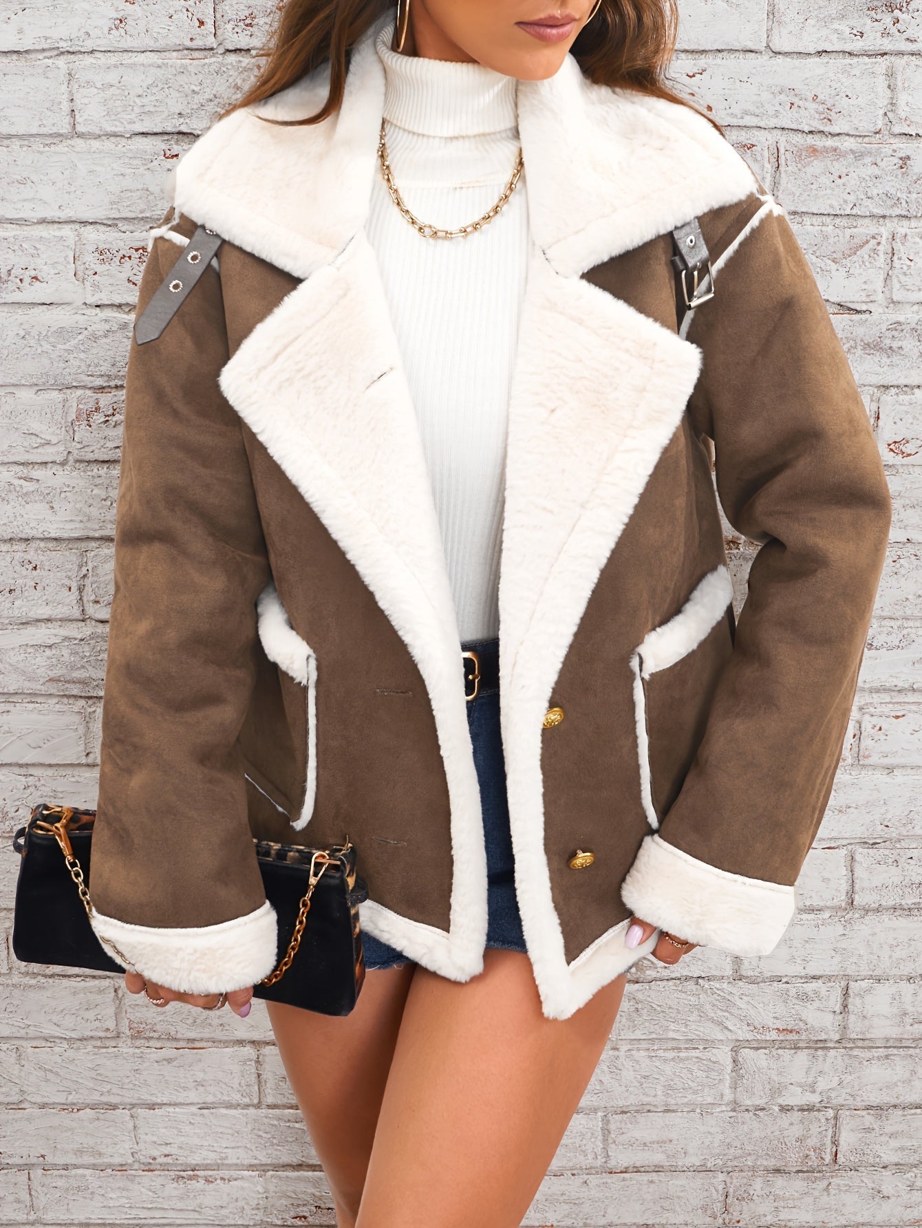 Leyarae | Plüsch Jacke mit Reverskragen – Winter Warme Lässige Oberbekleidung