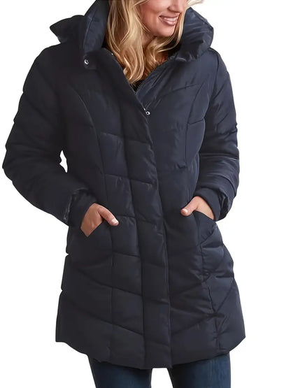 Keytharae | Plüschsteppjacke mit Reißverschluss und Kapuze in Übergröße