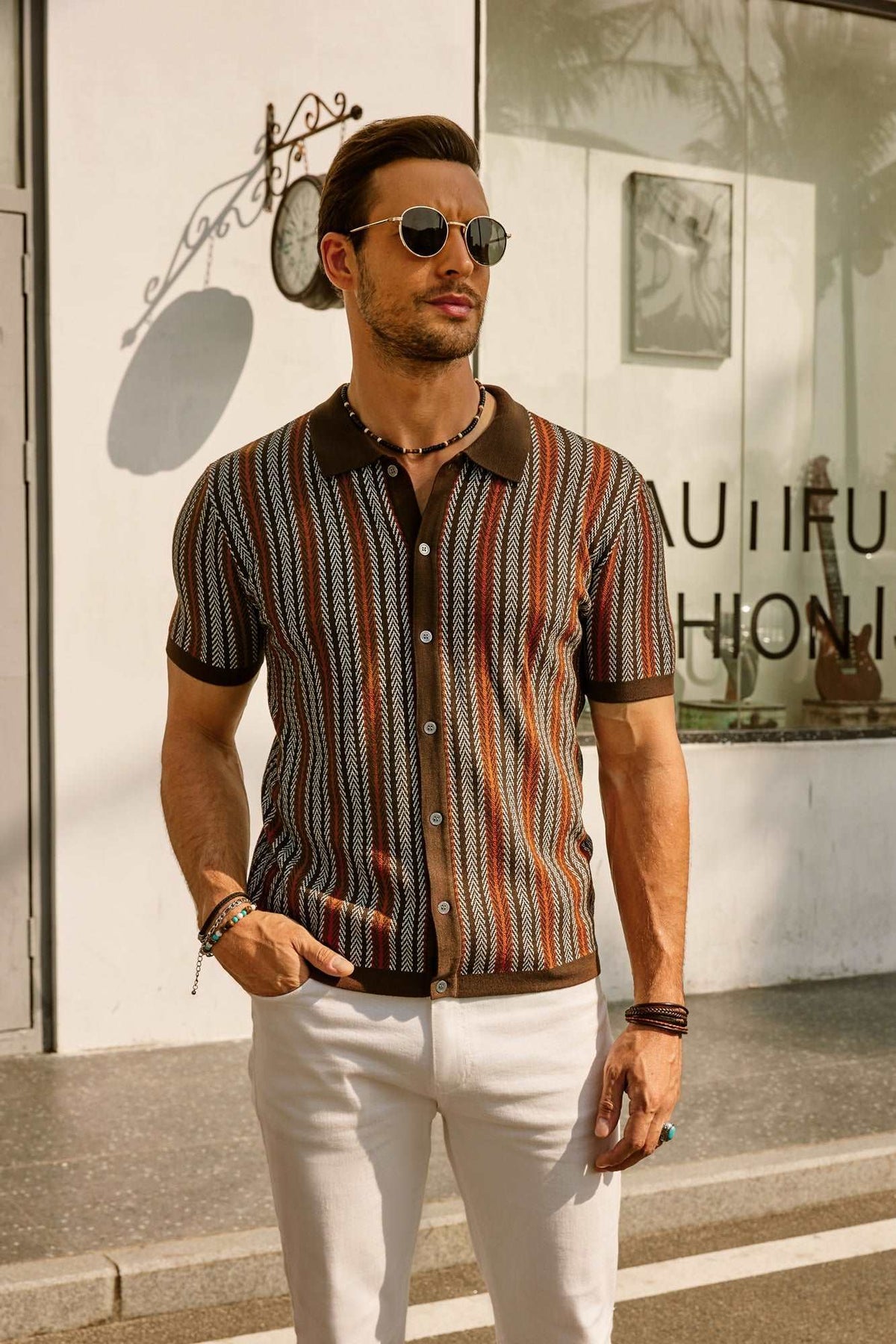 Erwin  | Retro 70S Vintage gestreiftes Hemd